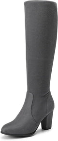 Women's Chunky Heel Knee High Boots - Comfortable All-Day Wear PAIRS