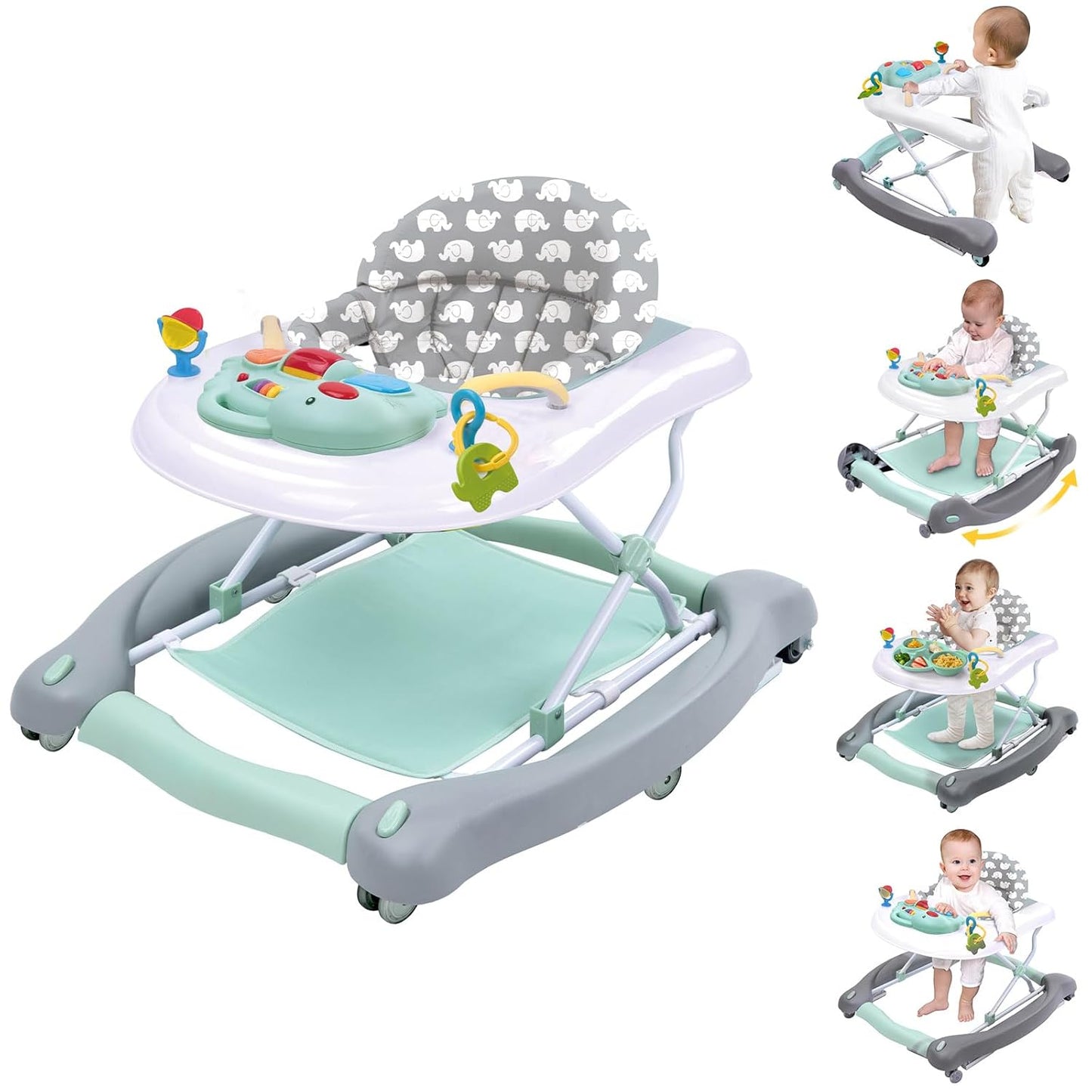5 in 1 Foldable Baby Walker with Adjustable Height and Speed