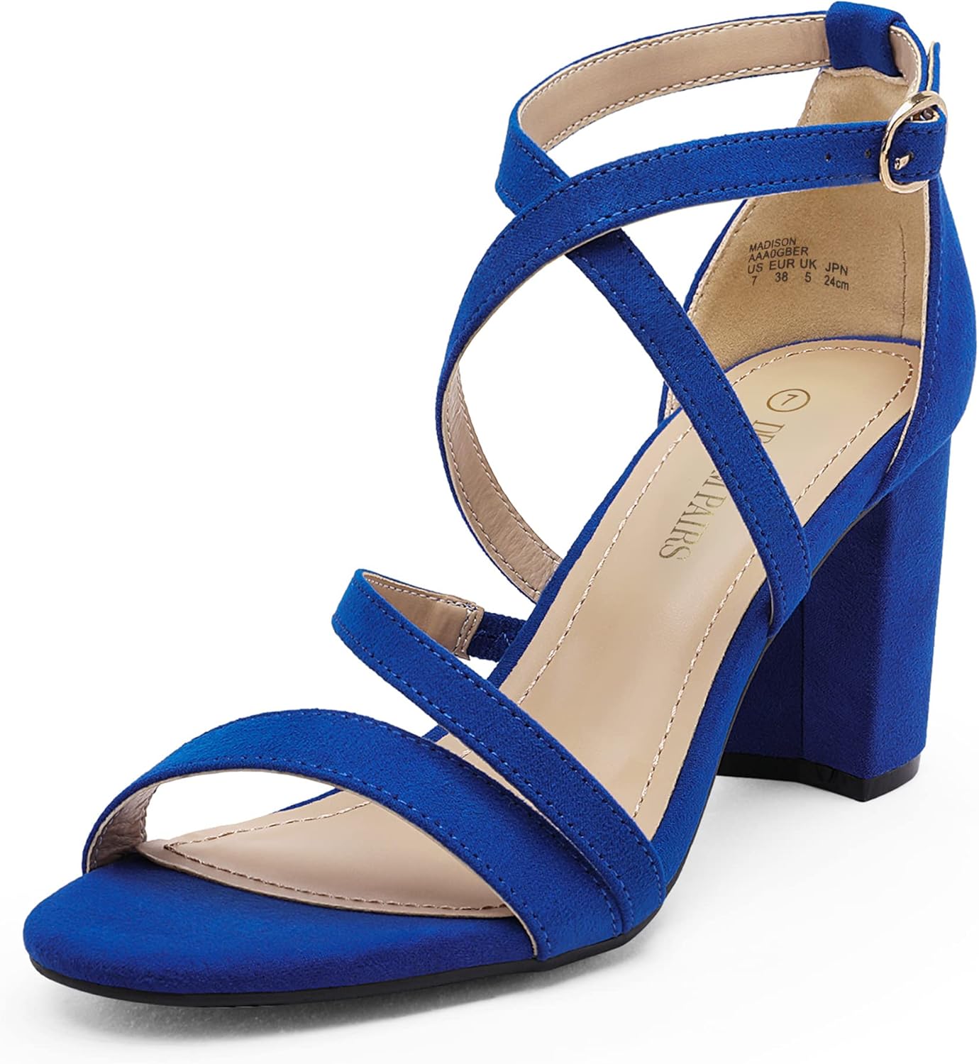 DREAM PAIRS Womens Ankle Strap Dress Pump Low Chunky Heel Sandals