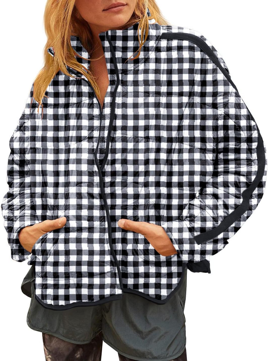 Gacaky Women's Baggy Lightweight Zip Puffer Jacket for Winter
