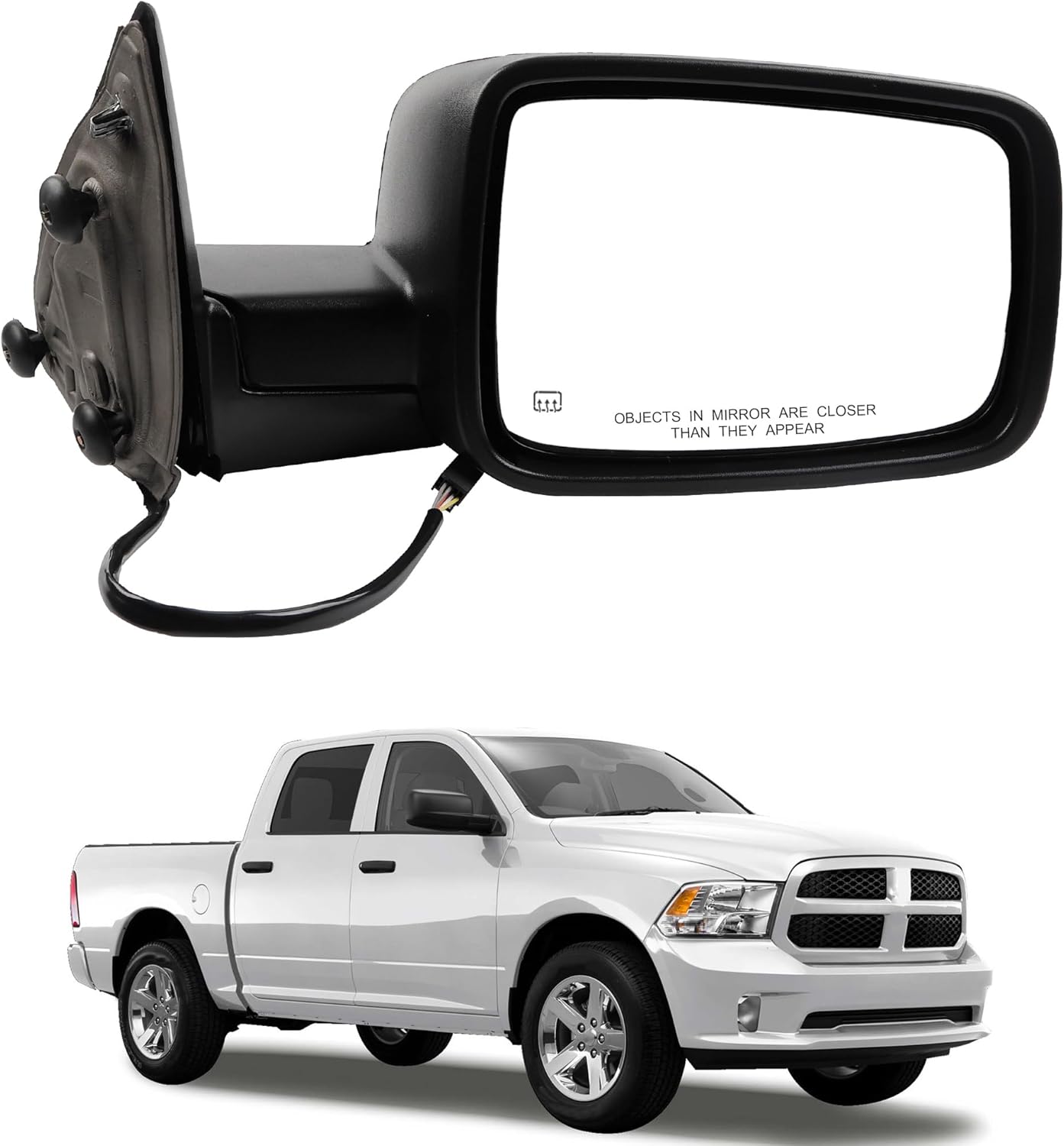 Passenger Side Mirror for 2014-2022 Ram 1500 with Heated Glass