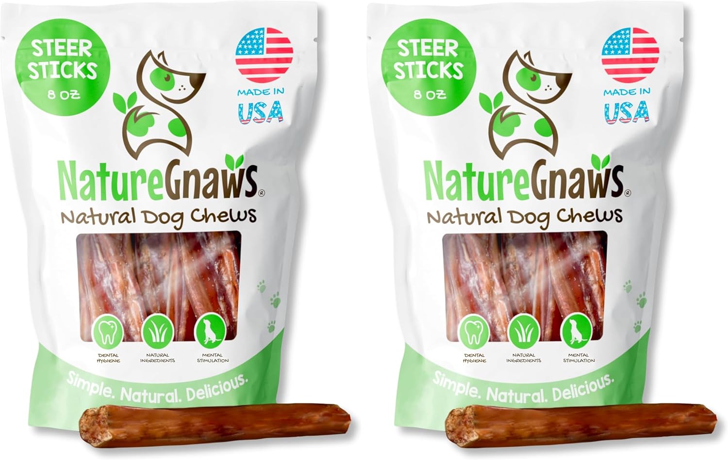 Nature Gnaws USA Steer Sticks for Dogs - Long Lasting Chews