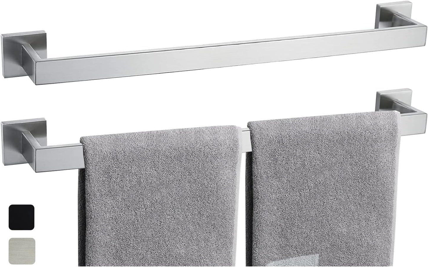 28 Inch Towel Bar Set for Bathroom and Kitchen - Brushed Nickel