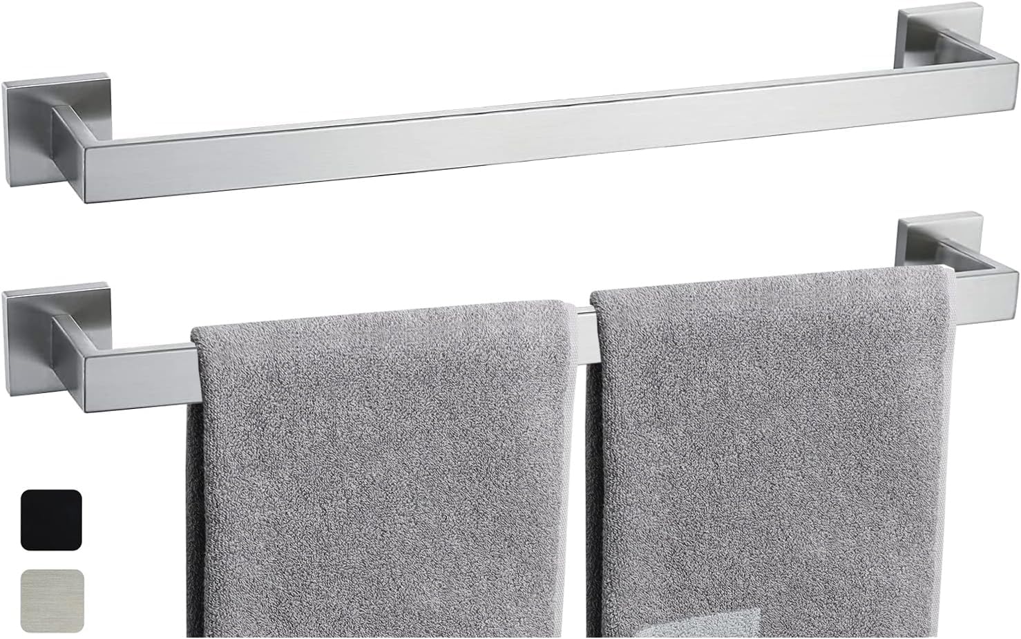 28 Inch Towel Bar Set for Bathroom and Kitchen - Brushed Nickel
