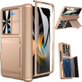 Viaotaily Z Fold 4 Case with Card Slot and Hinge Protection - Rose