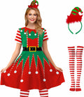 Christmas Elf Costume Swing Dress for Women - Festive Outfit