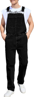 Black Overalls for Men High Waisted Denim Jumpsuit - Work Utility