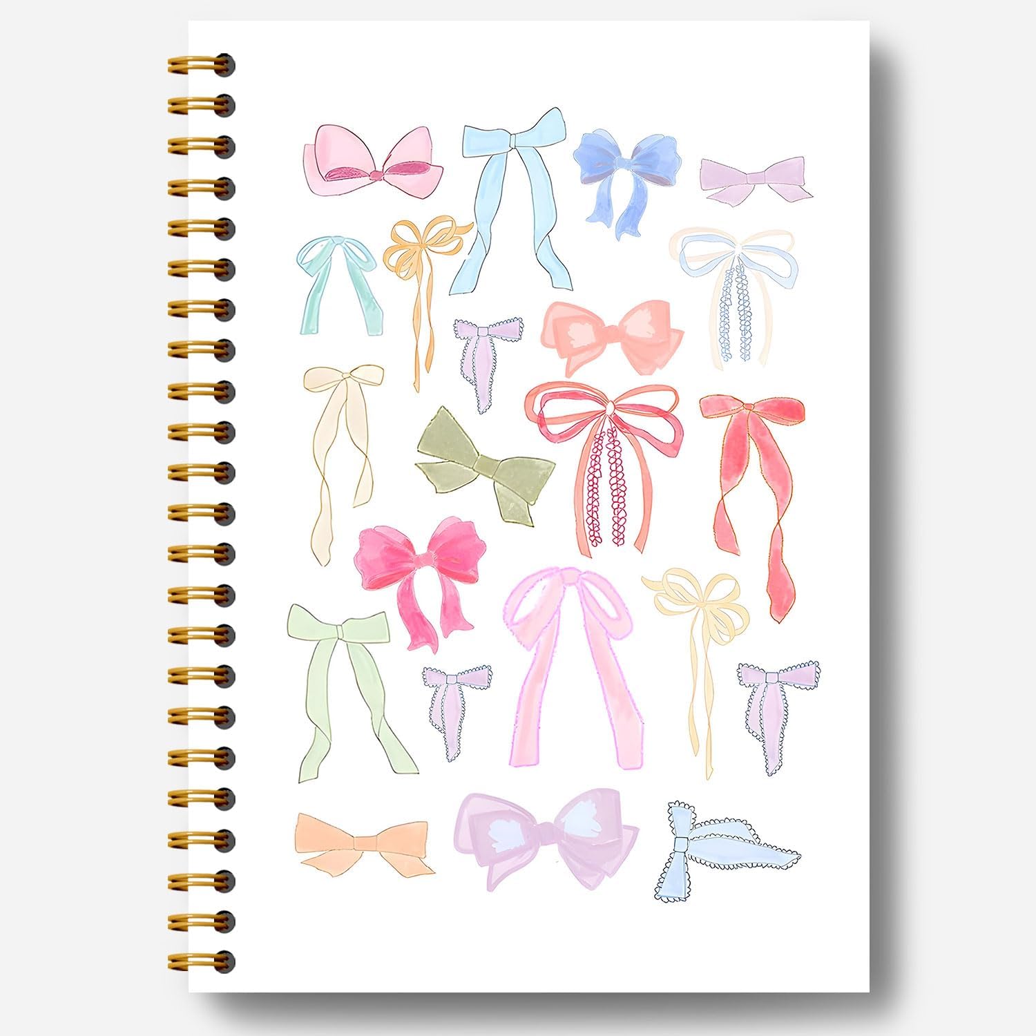 Colorful Bow Spiral Journal - 164 Pages, Gifts for Bow Lovers