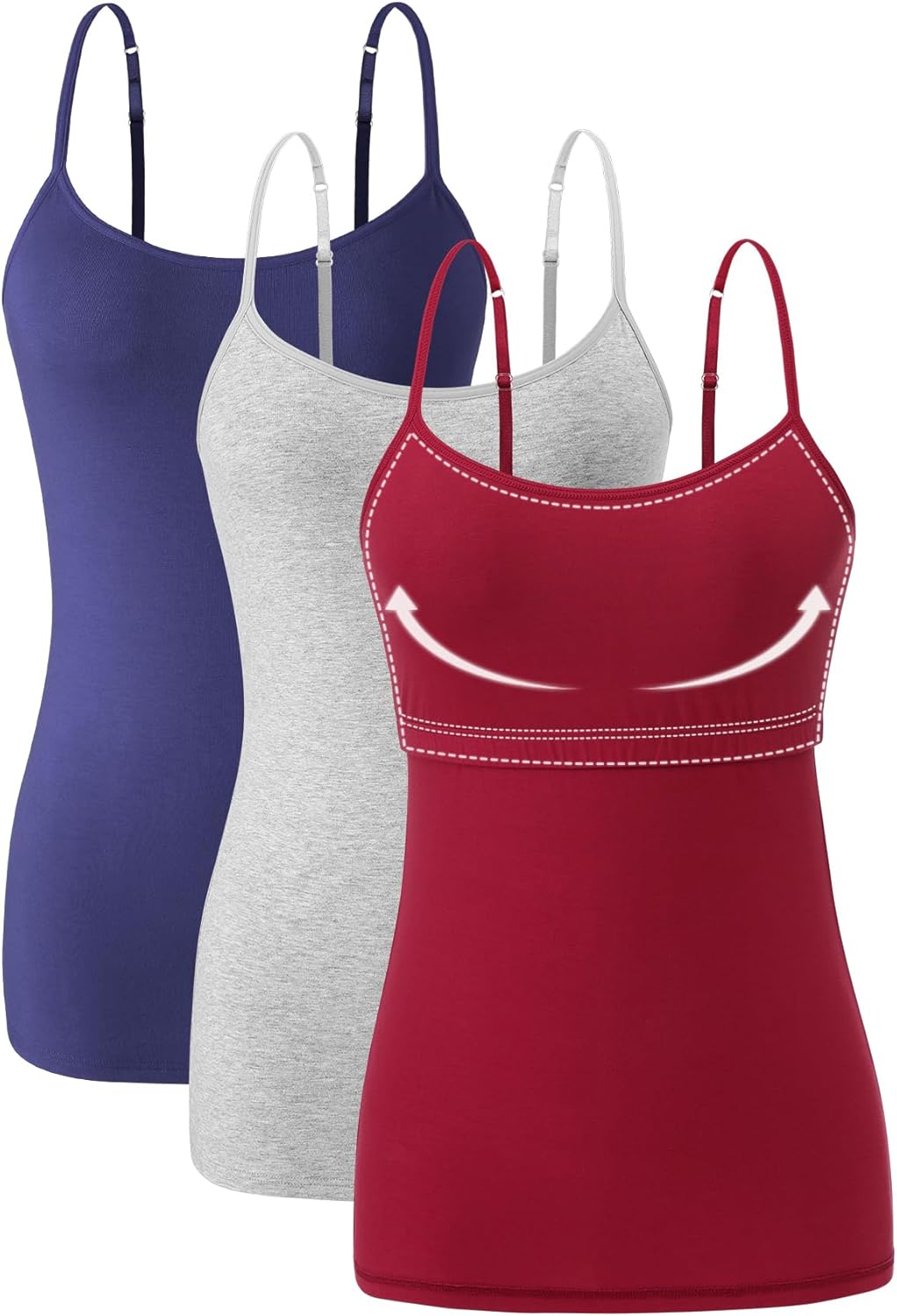 Orrpally Women Cotton Camisole Shelf Bra Cami Tank Tops 3-Pack