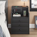 Nightstand with Charging Station and Hutch - Compact Bedroom Storage