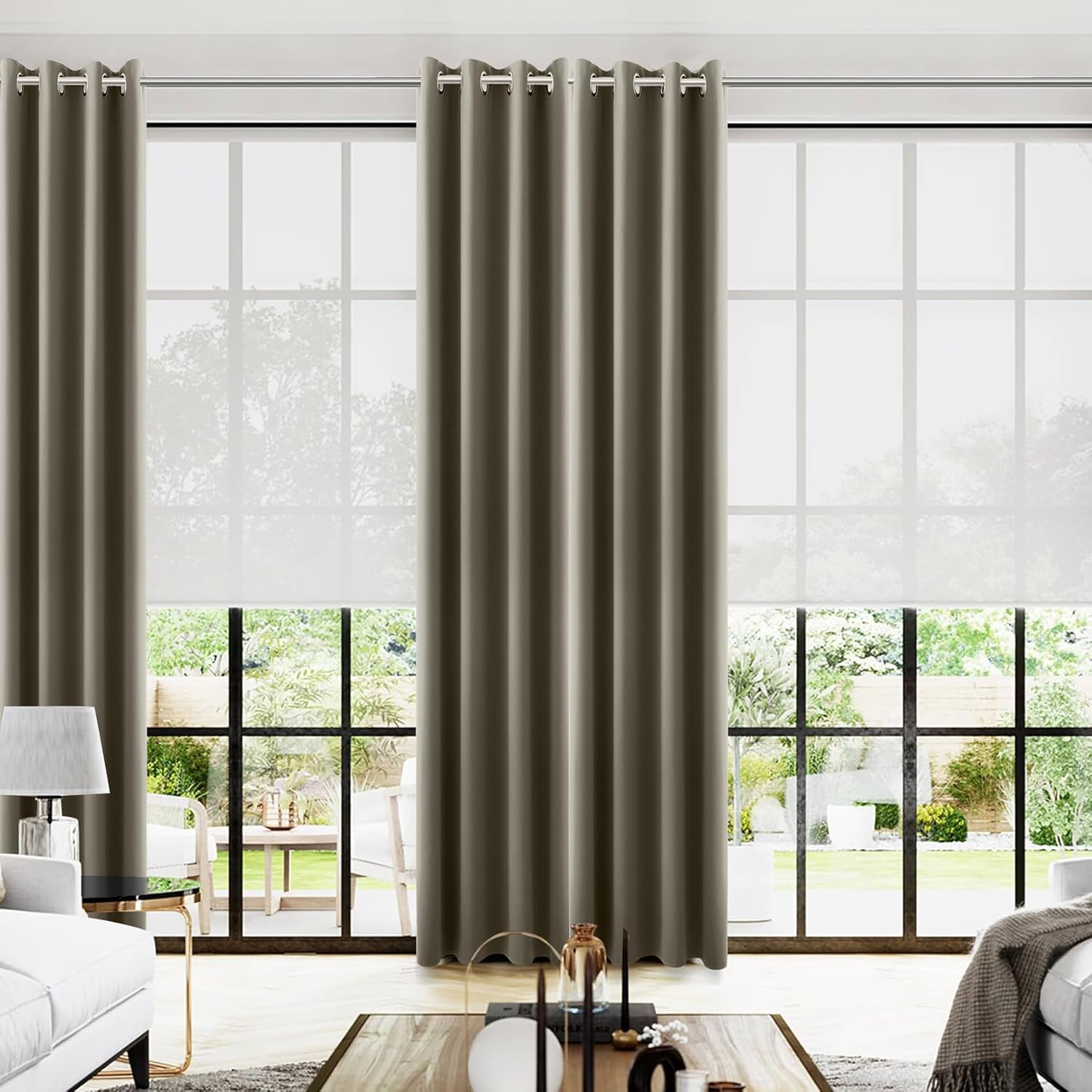 KOUFALL Taupe 52x96 Inches Long Blackout Curtains for Home