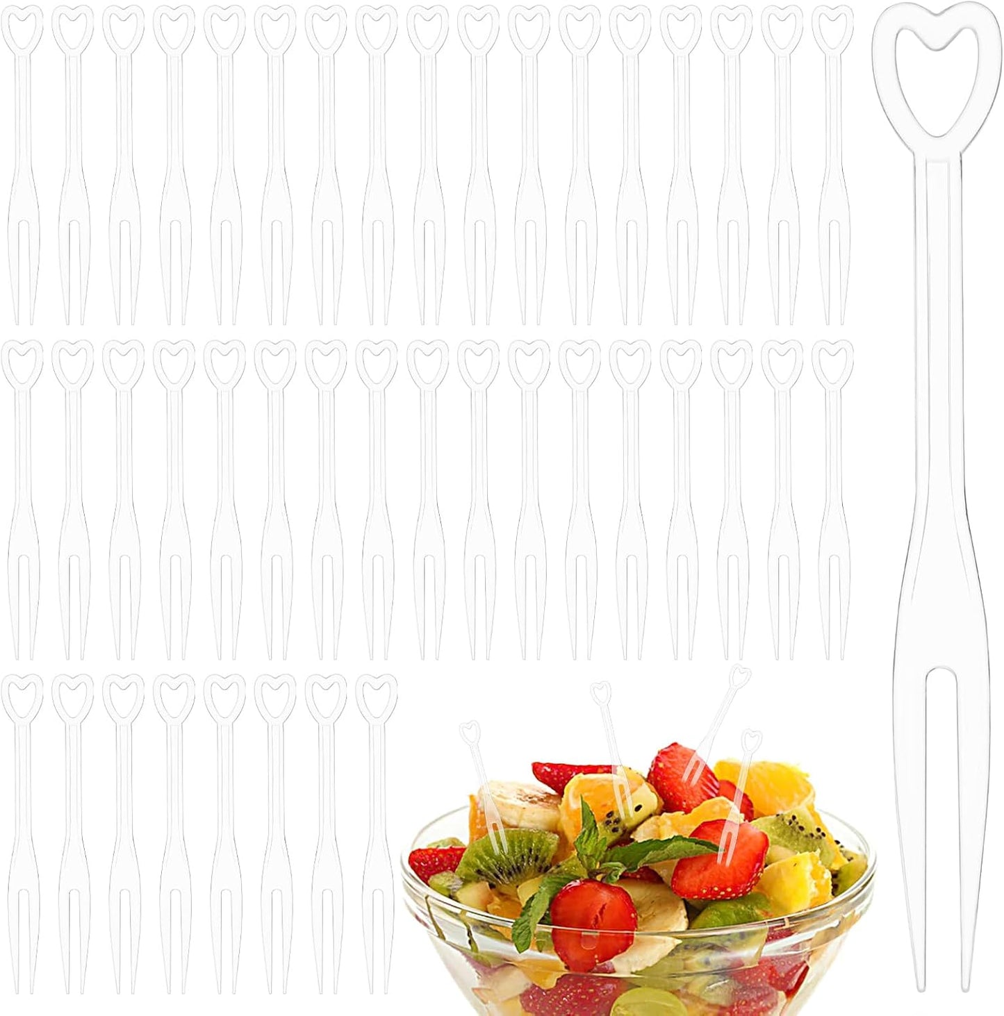 Heart-Shaped Cocktail Forks 100pcs - Elegant Mini Appetizer Picks