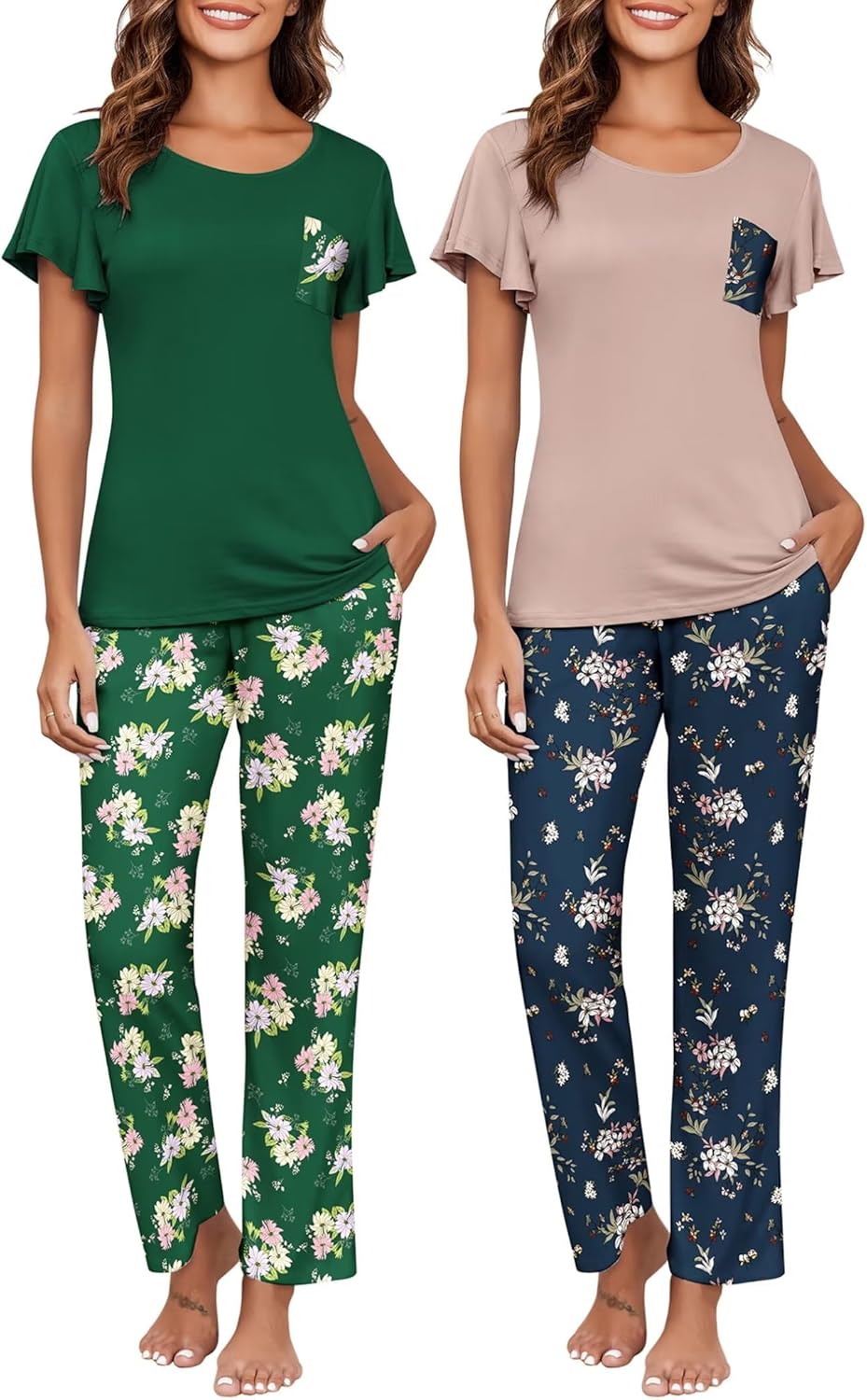 Ekouaer Womens Pajama Sets Soft Sleepwear with Pockets