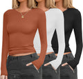 Ekouaer Womens 3 Pack Long Sleeve Fitted Thermal Tops - Base Layer