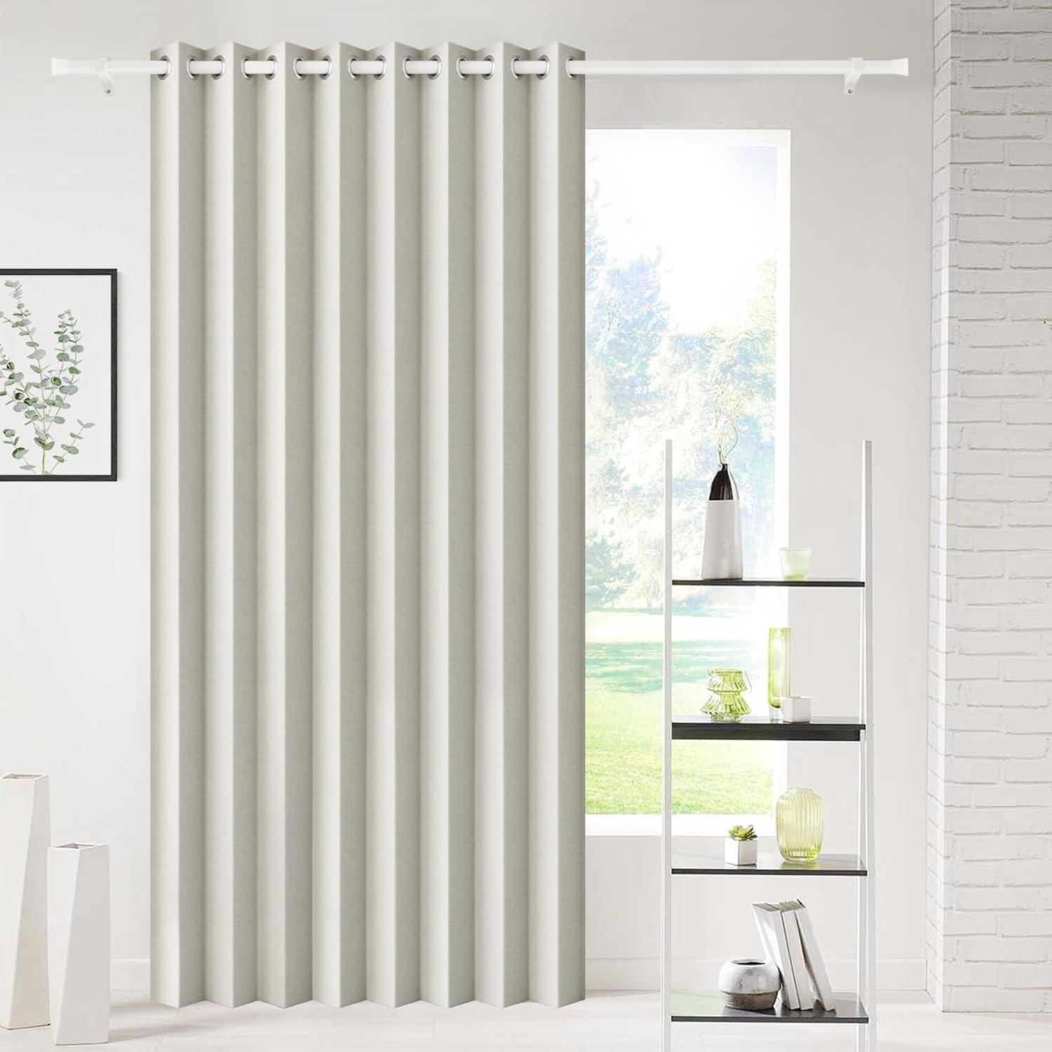 Magnetic Closure Pleated Look Blackout Curtain Panel for Doors