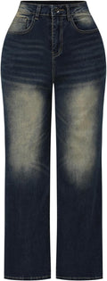 THUNDER STAR Womens High Waisted Wide Leg Jeans (Style 9Z6V)