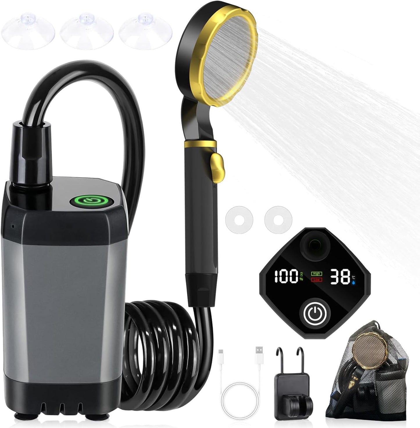 7800mAh Rechargeable Camping Shower - Portable Power
