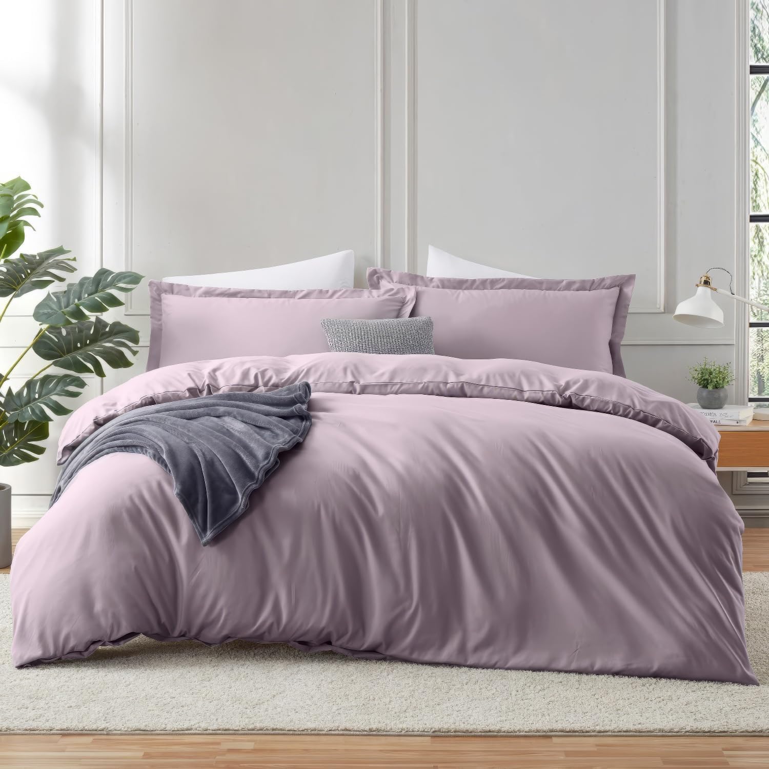 Dusty Purple Duvet Cover & Fitted Sheet King Size Set