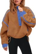 Panadila Womens Half Zip Sherpa Fleece Pullover - Cozy (Style 2R63)