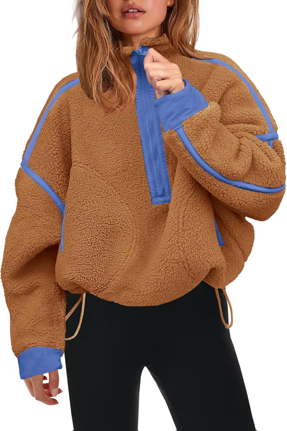 Panadila Womens Half Zip Sherpa Fleece Pullover for Cozy Style