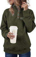 Chuanqi Womens Quilted Sweatshirt Stand Collar Snap Pullover