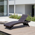 Folding Patio Chaise Lounge - Foldable Reclining Rattan Chaise