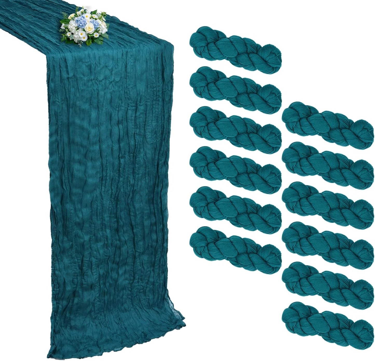 Teal Cheesecloth Table Runner 12 Pack for Elegant Events