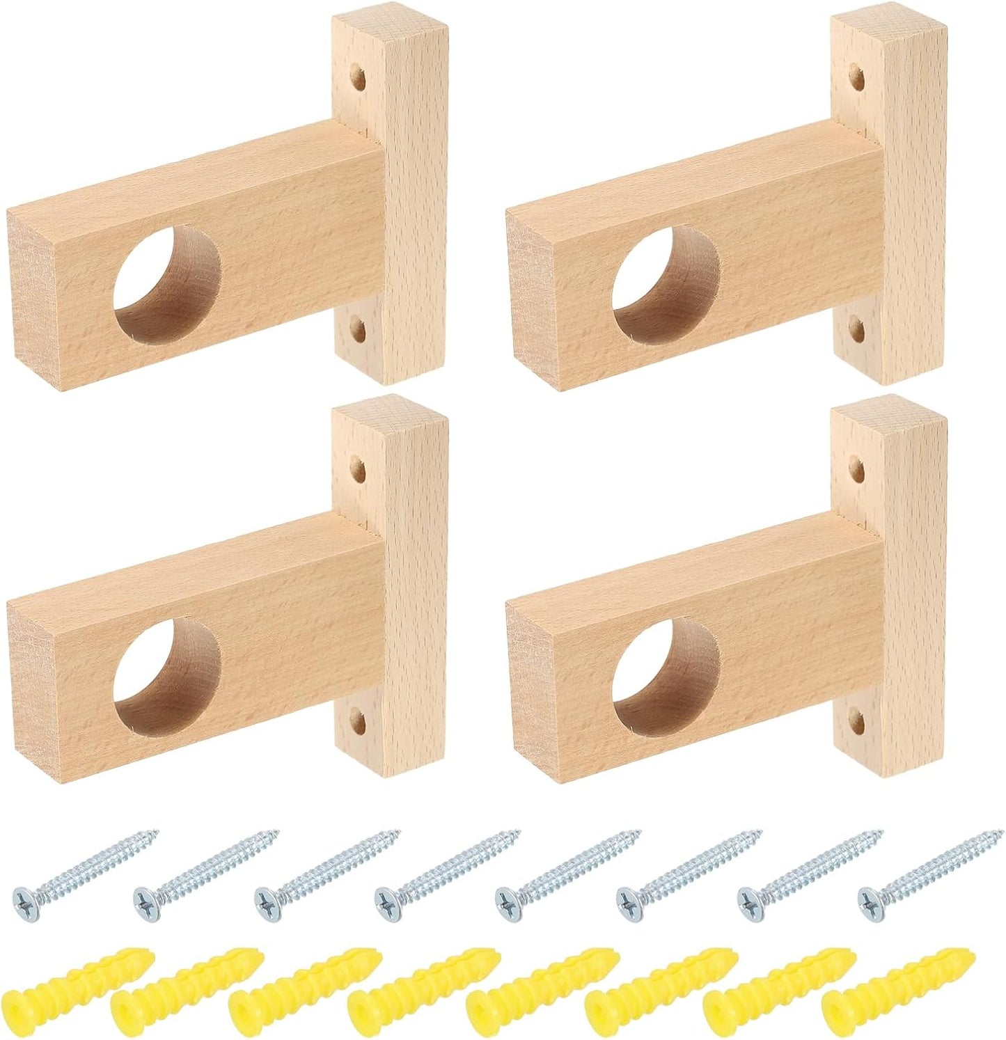 Set of 4 Closet Rod Holders for 30mm Curtain Pole