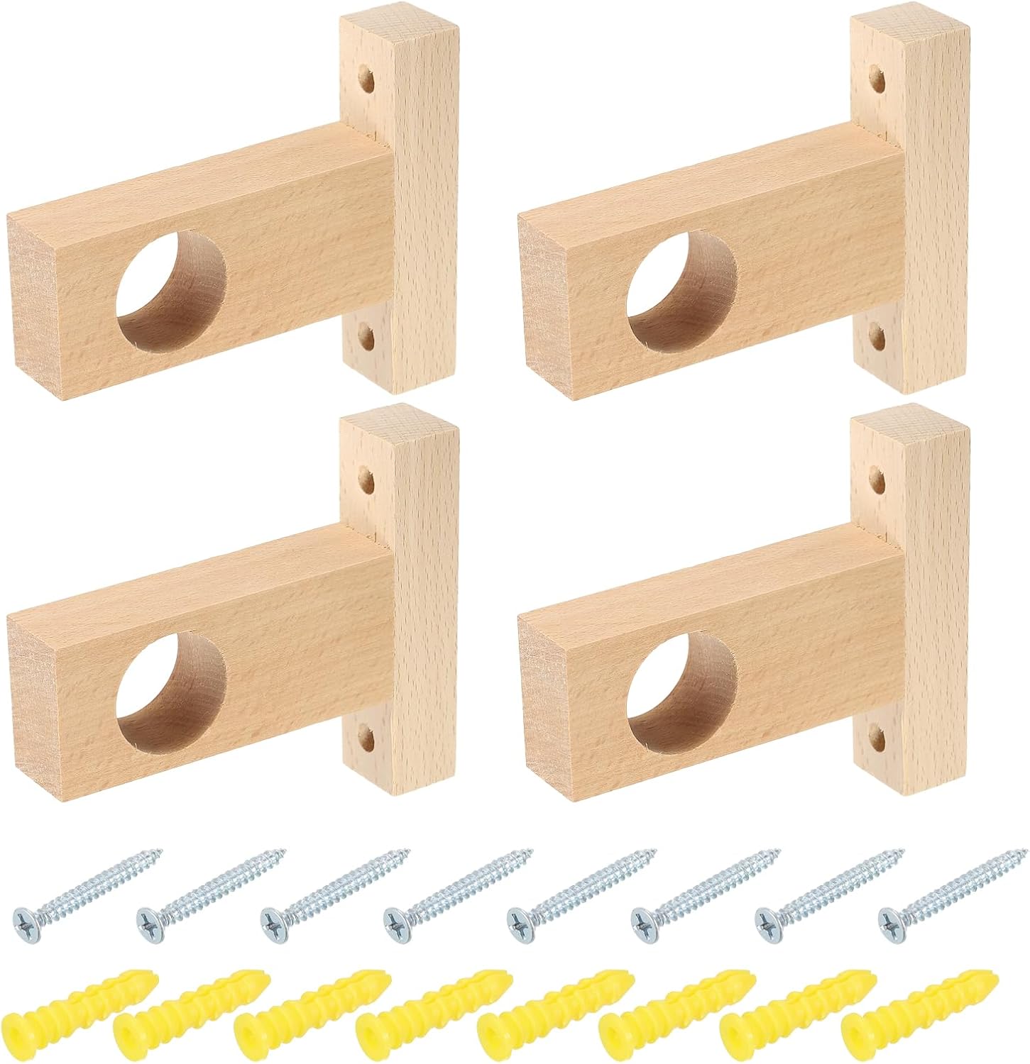 Set of 4 Closet Rod Holders for 30mm Curtain Pole