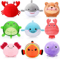 Mini Sealife Stuffed Animals 9 Pc Set - Cute 3.15 in Ocean Plushies