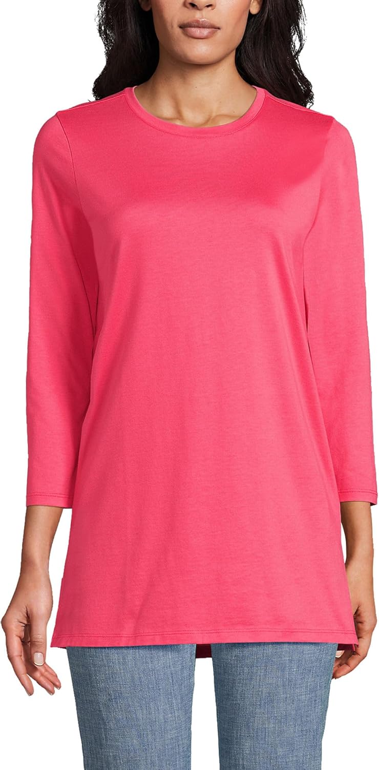 Lands' End Women's 3/4 Sleeve Supima Cotton Tunic for Comfort
