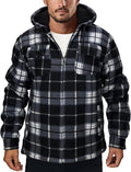 Men's Flannel Jacket Hoodie Full Zip Up Plaid - Sherpa Lined Warmth
