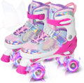 Kids Adjustable Roller Skates for Girls or Boys - Light Up Quad Skates