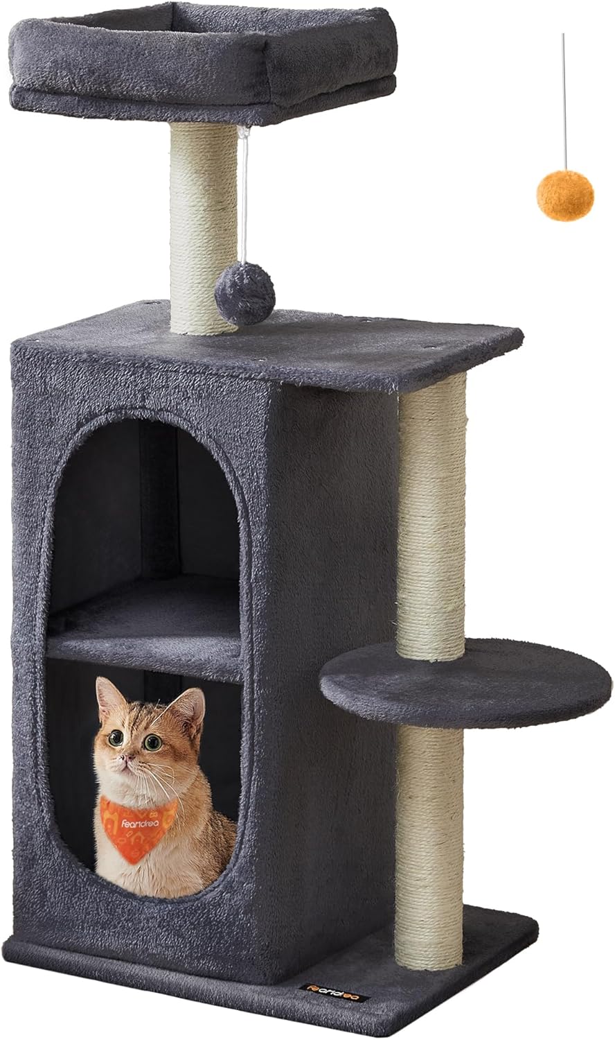 Feandrea Cat Tree Tower with 2 Caves for Multi-Cat Homes