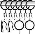 Set of 30 Black Curtain Rings & Hooks - KAHIT