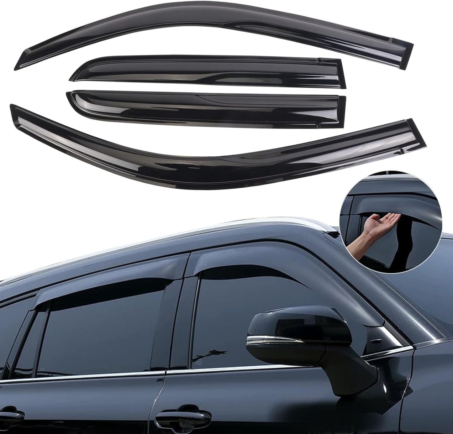 Window Visors Tape-on Side Rain Guards for 2003-2009 4Runner