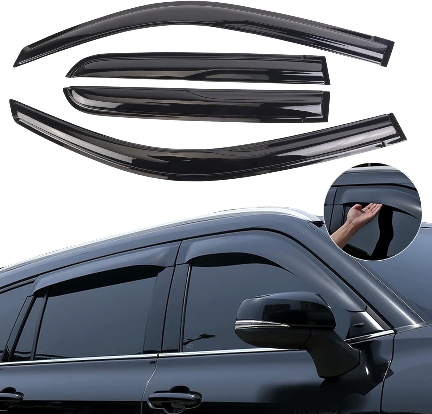 Window Visors Tape-on Side Rain Guards for 2003-2009 4Runner