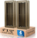 4 in x 12 in Floor Register Vent Covers 4-Pack - Durable Brown Metal