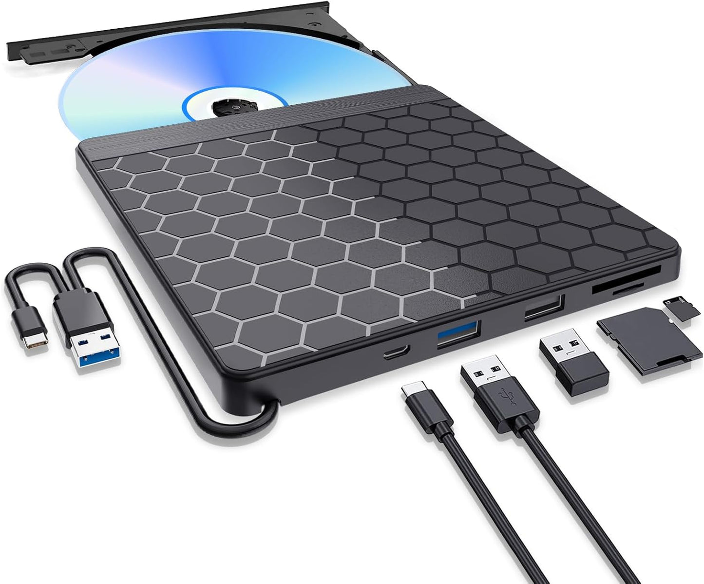 USB 3.0 External CD/DVD Drive with Multi-Port Hub by Aumdie