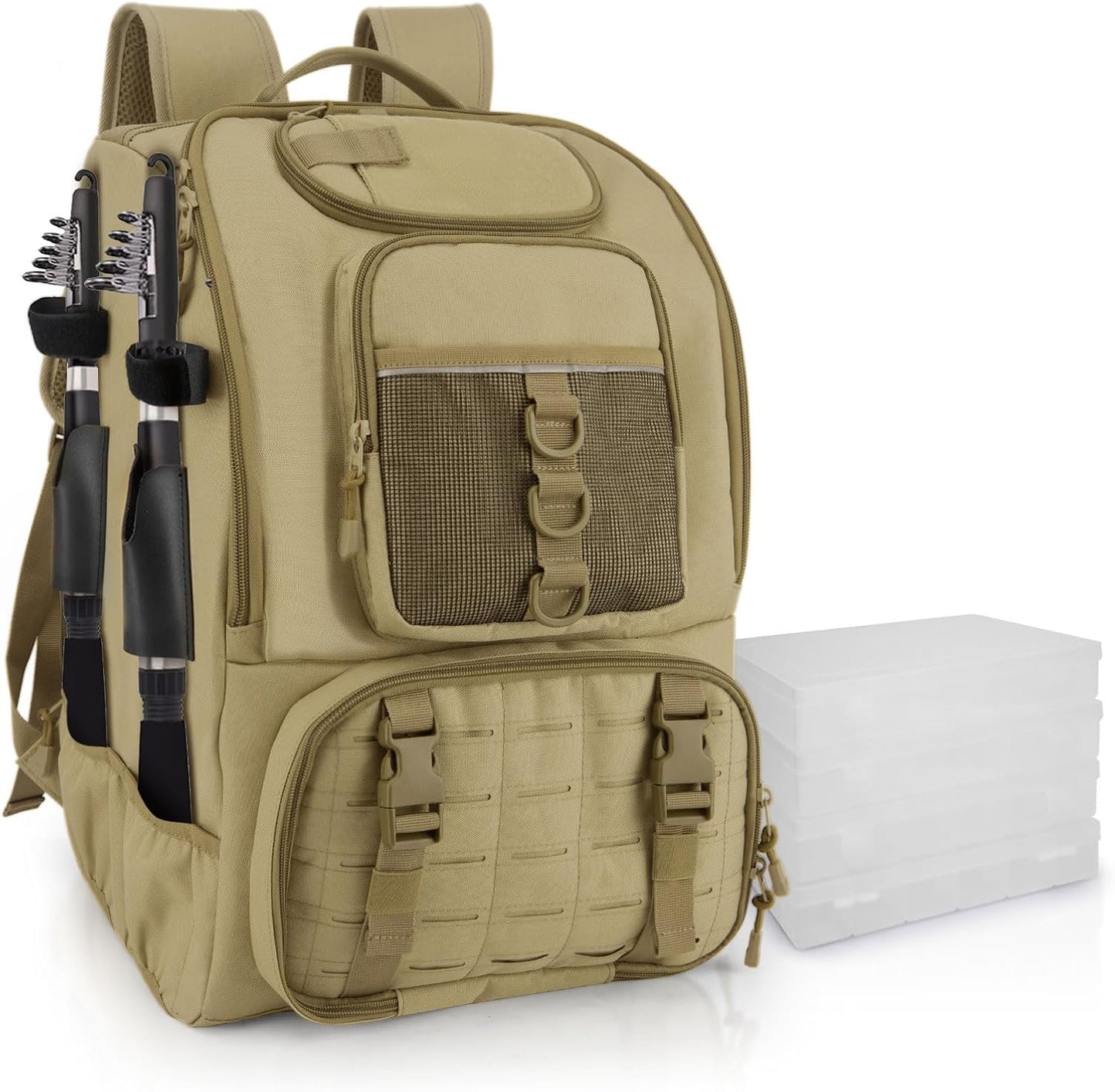 Waterproof 40L Fishing Backpack with Rod Holders