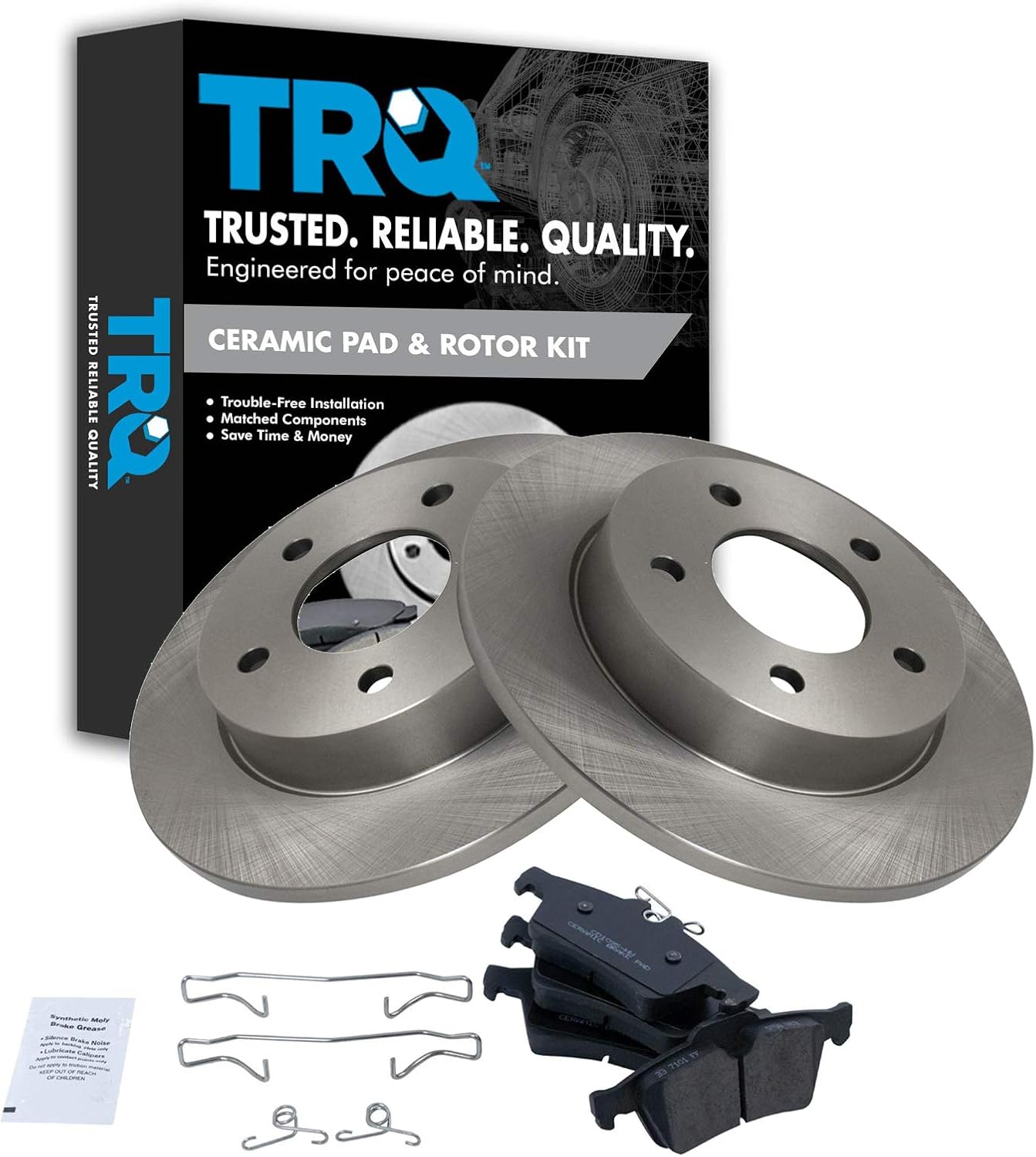 TRQ Rear Brake Pad & Rotor Kit for 2006-2013 Mazda 3 Vehicles
