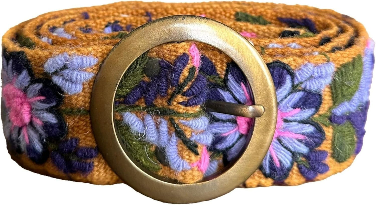 Handmade Peruvian Ayacucho Belt - Colorful Floral Design
