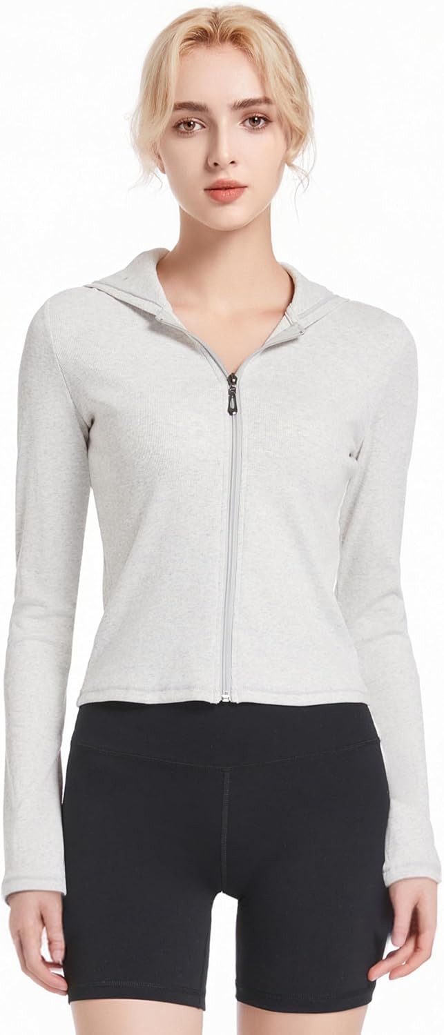 Abonlen Ribbed Hoodie: Lightweight Zip-Up Style