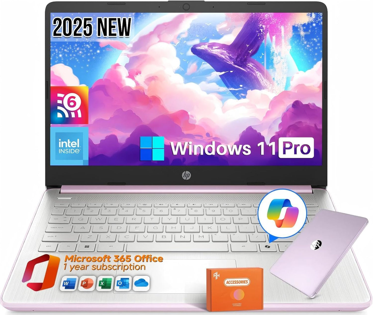 HP 14 Inch HD Laptop with Intel N150, 16GB RAM, 384GB Storage
