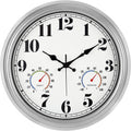 16 in Silver Vintage Waterproof Wall Clock with Thermometer
