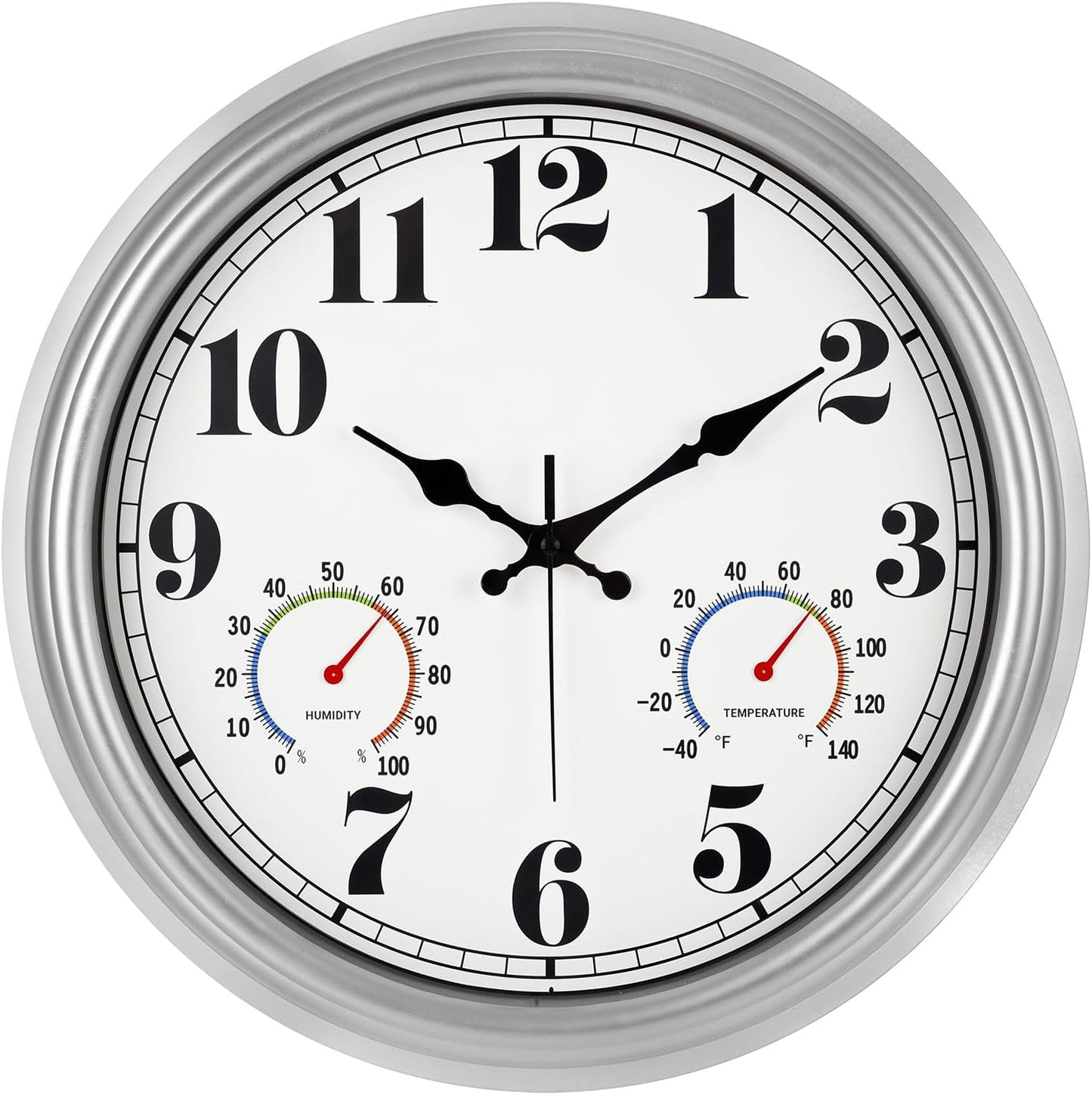 JENLYSTIME 16 Inch Vintage Waterproof Wall Clock with Thermometer