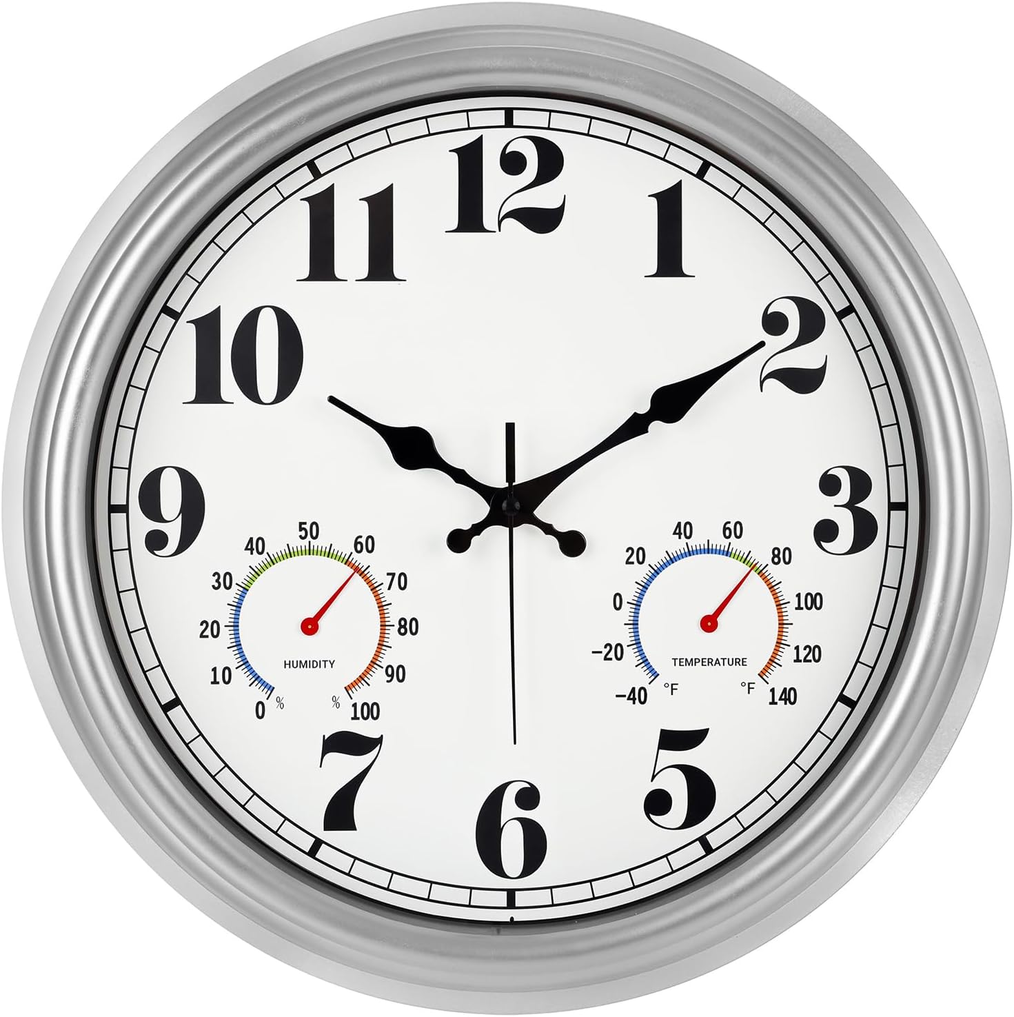 JENLYSTIME 16 Inch Vintage Waterproof Wall Clock with Thermometer