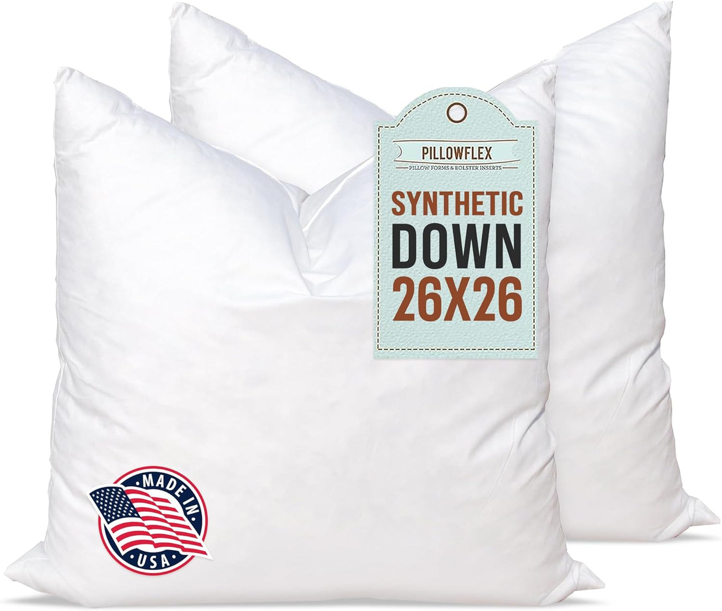 Pillowflex Synthetic Down Alternative Pillow Inserts for Shams