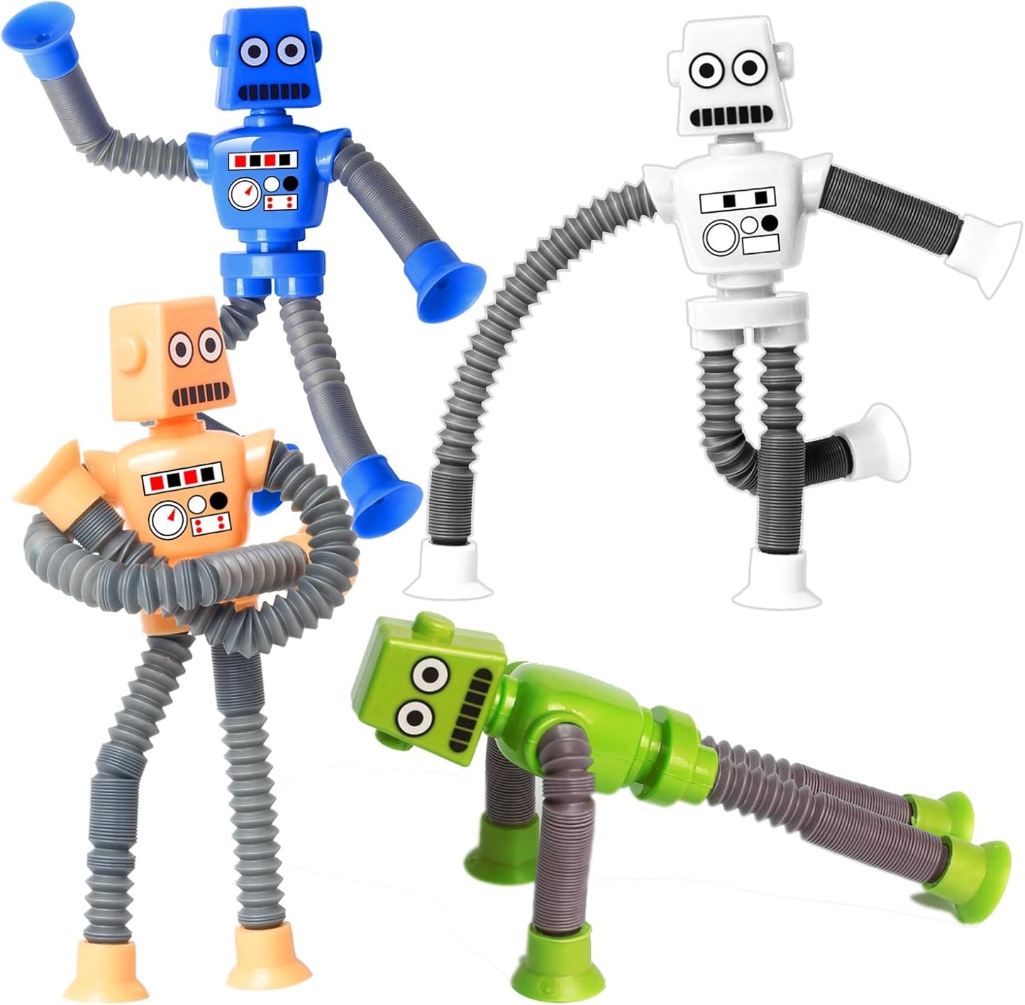 Transforming Robot Suction Cup Toy Set - Kids' Travel Fun! 