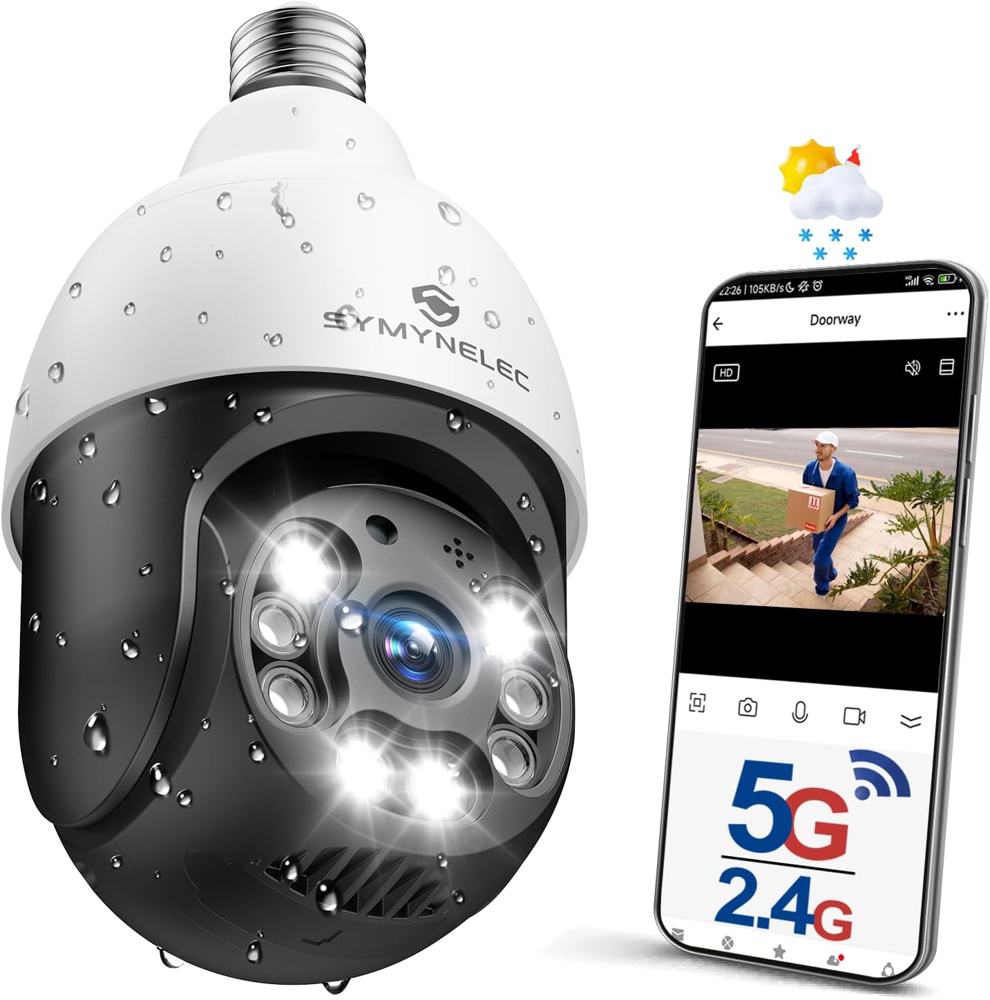 SYMYNELEC Smart Light Bulb Security Camera